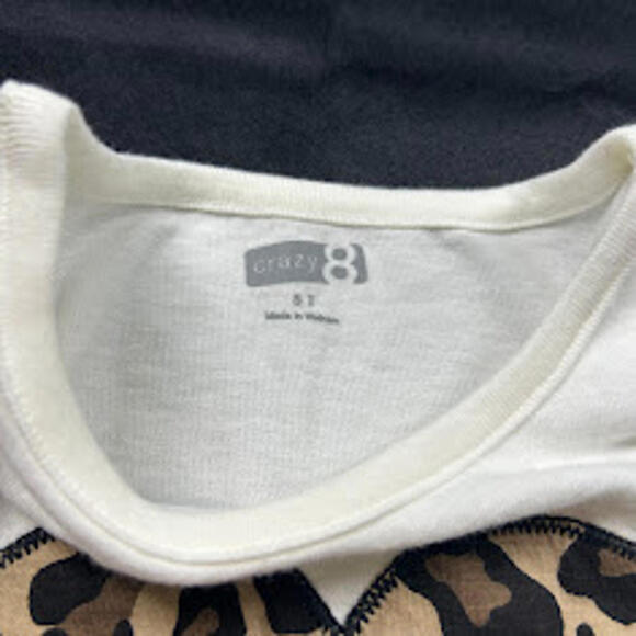 Crazy 8 Girls Long Sleeve White Shirt Cheetah Heart Graphic Size 5T - Picture 3 of 3